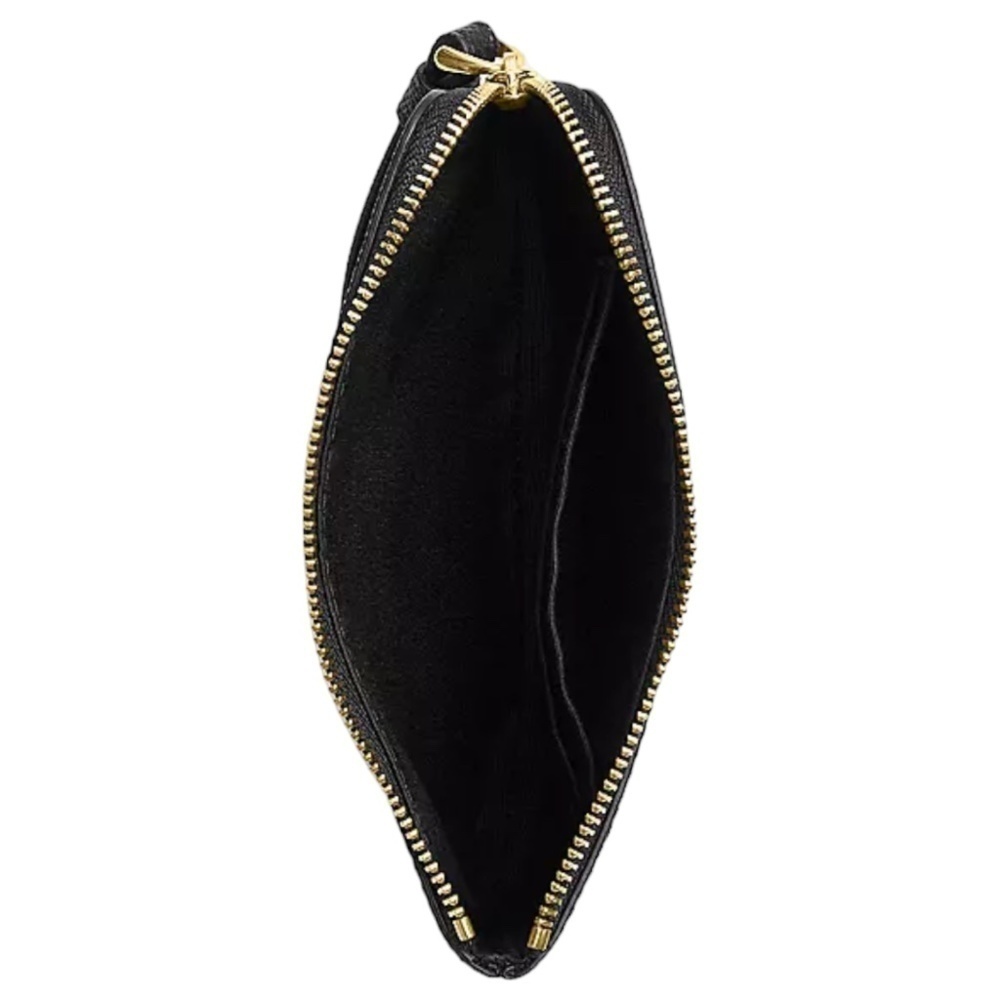 New Coach Corner Zip Wristlet Leather Wallet 58032 Authentic Gold Black - Picture 2 of 2